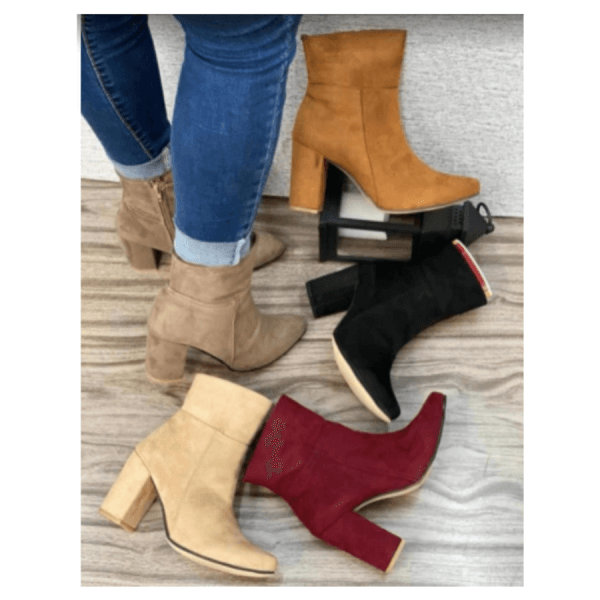Booties for Lady with Heels, Available in Brown, Black, Camel, Red, Beige